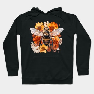 Honeybee, colorful, floral, Illustration Hoodie